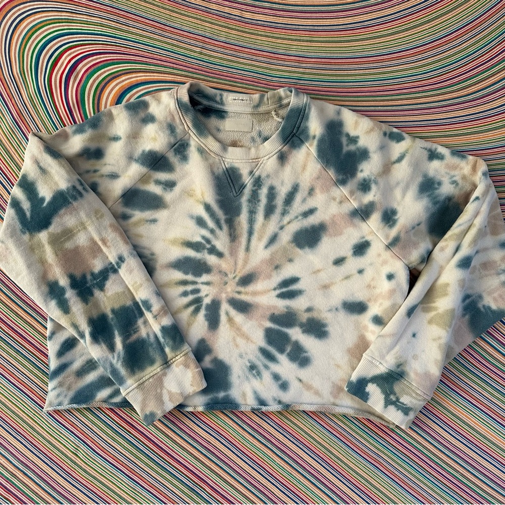 Mother The Loafer Tie Dye Cropped Sweatshirt Size Small • delusional tiedye